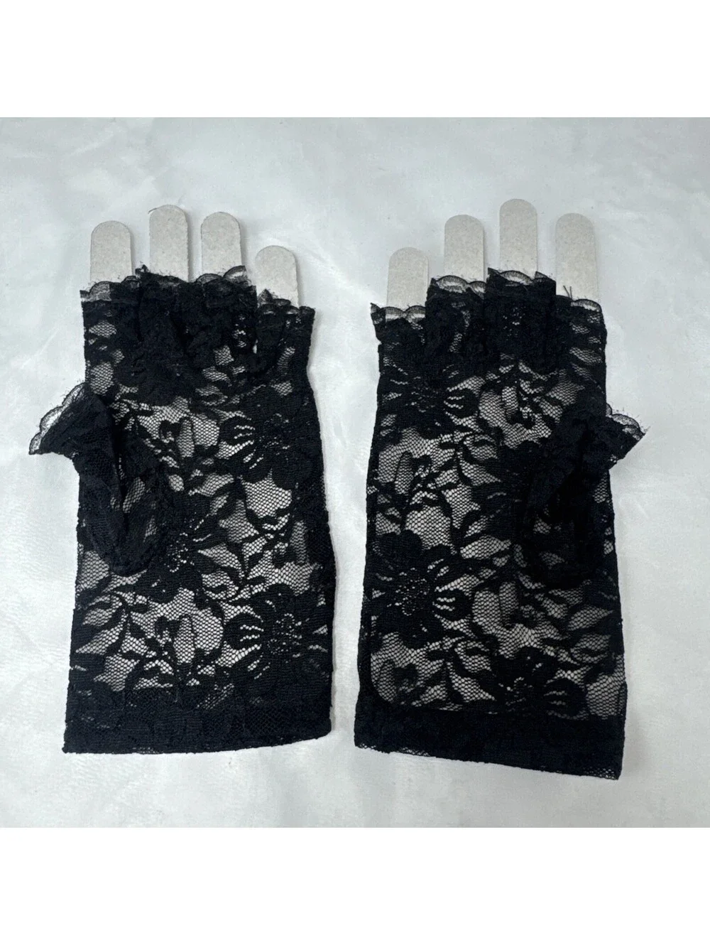 Halloween Short Half Finger Lace Gloves Women Thin Black Mesh Fishnet Mitten